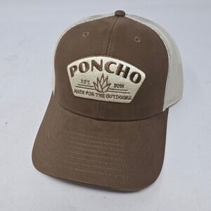 Poncho Outdoors Trucker Hat Mens OSFA Brown Agave Patch Mesh Snapback NEW
